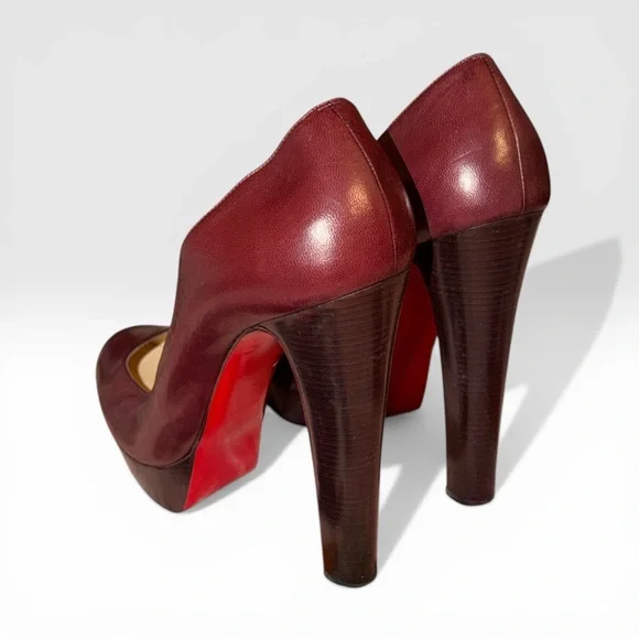 Christian Louboutin Leather Bibi Platform Pumps Bordeaux size 41.5 - Picture 10 of 16